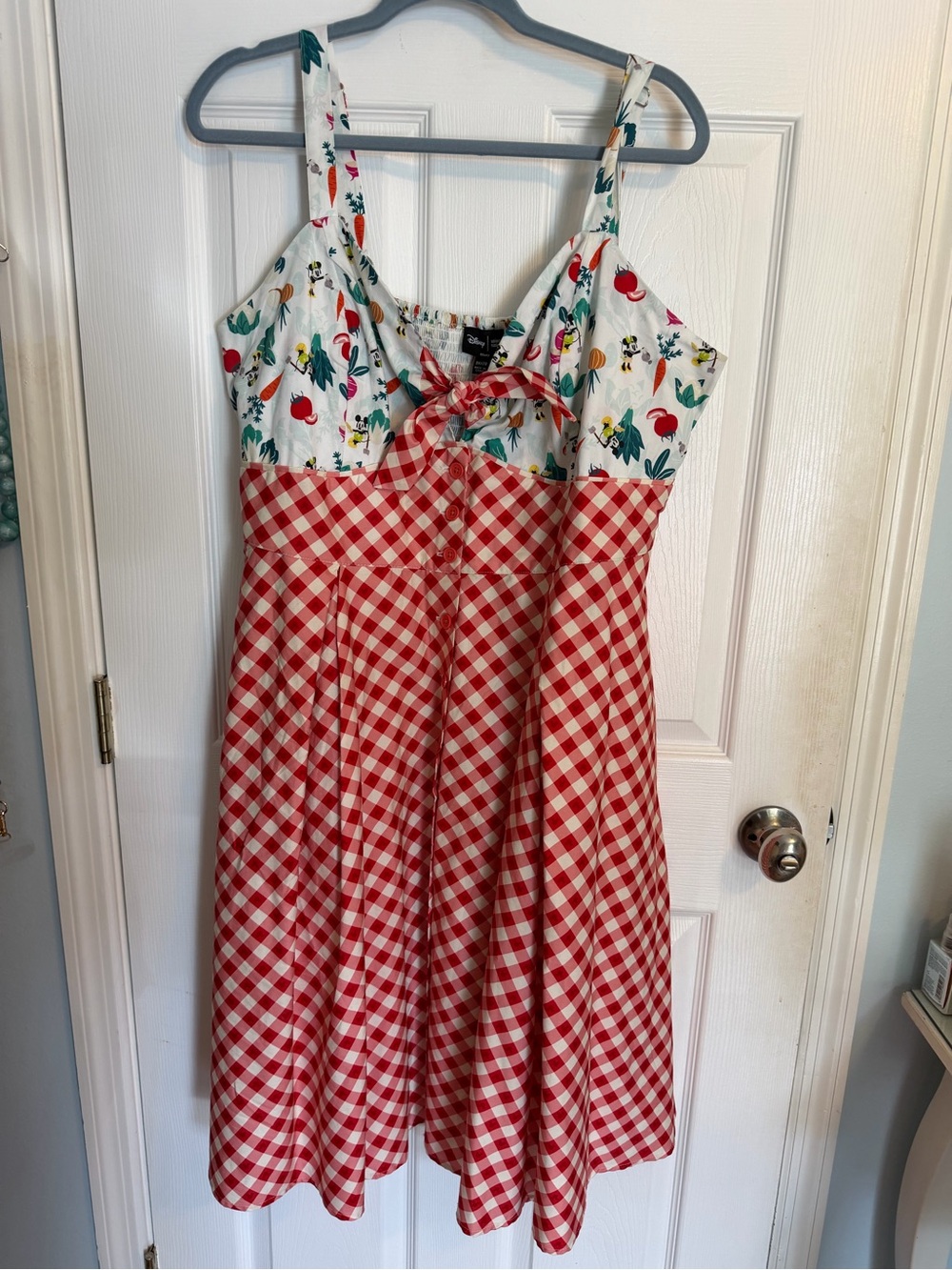 Red Gingham Unique Vintage vegetable Retro Pinup Sundress